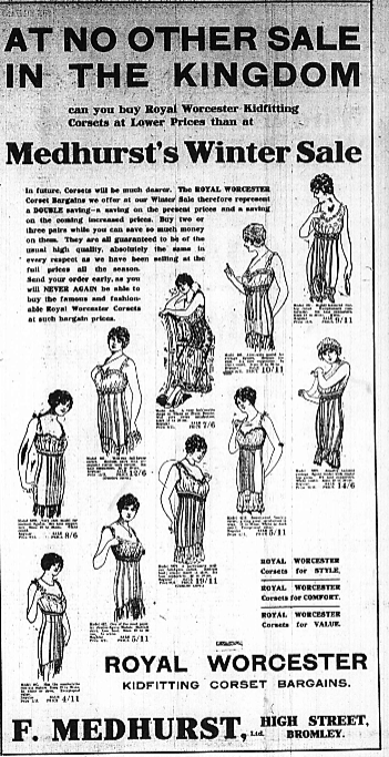 January fashions from Medhursts Bromley - advert from Bromley Times newspaper 1917