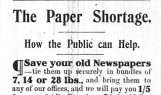 The Paper Shortage – Recycling in 1918