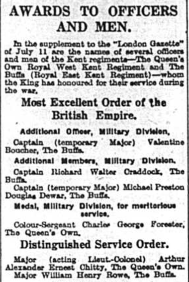 Medal Winners - OBE -, dated 9th July 1940