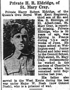 Private Henry R. Eldridge, 19th July 1940