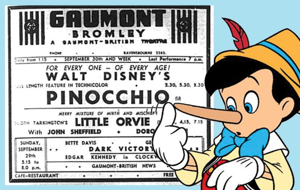 Pinocchio film listing, Bromley