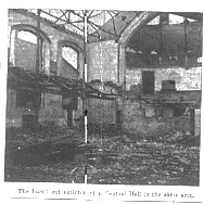 Interior of Bromley Parish church burnt out April 1941