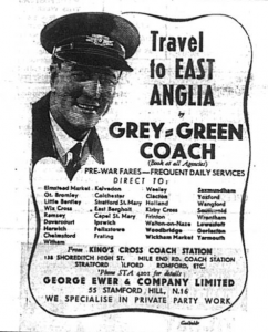 Travel Advert: Grey-Green Coach