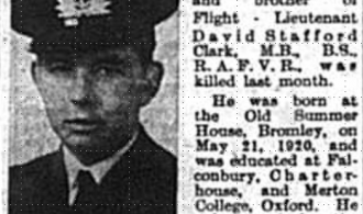 Death of Sub-Lieutenant Stafford-Clark, 1940