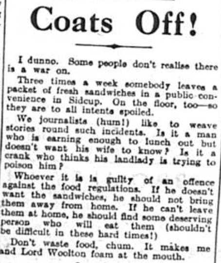 Article from the Bromley & District Times newspaper featuring the Earl of Woolton, 1941