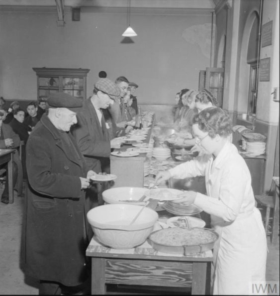People being served at a British Restaurant during World War two