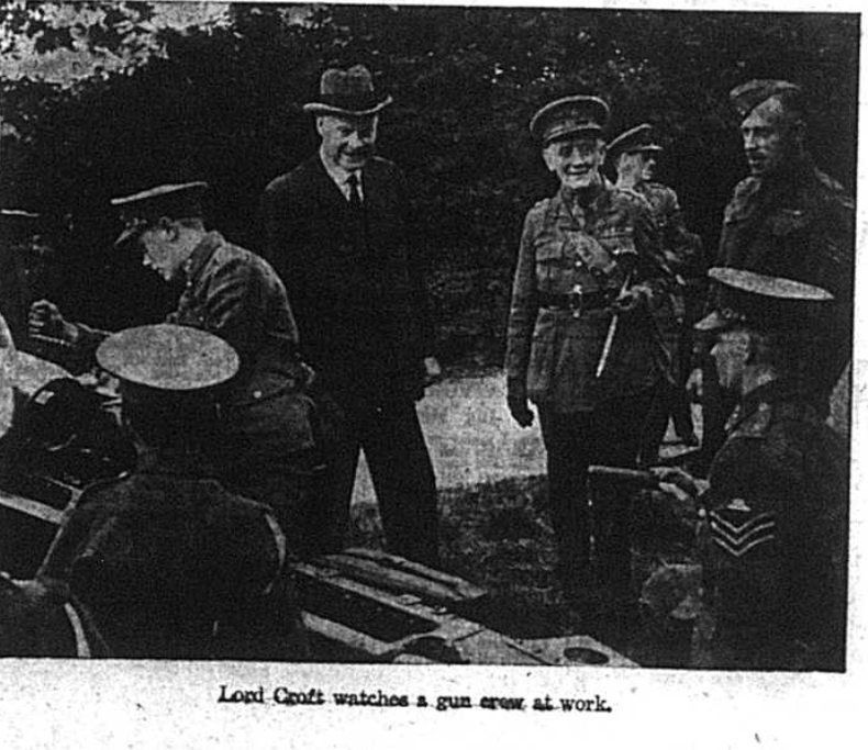 Lord Croft watches a gun crew at work in Bromley in October 1941