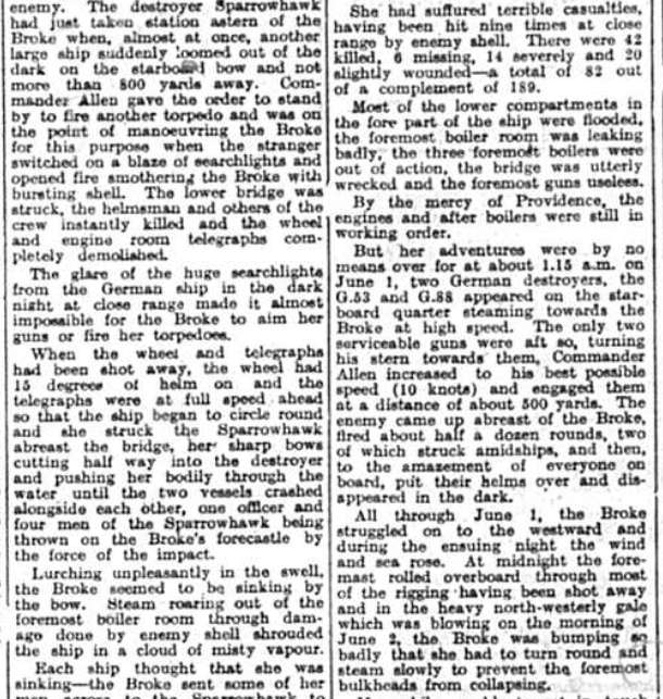 History of a famous war ship, Brooke, published in the Bromley & District Times, January 1942