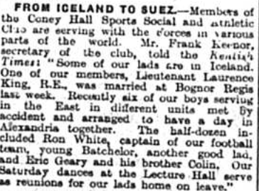 From Iceland to Suez - article in the Bromley Times published on the 28h November 1941