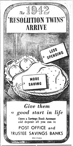 Advert showing two babies in a cot with the labels Less Spending and More Saving attached to them