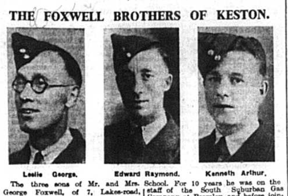 Portrait of the Foxwell Brothers of Keston, published in the Bromley Times on 2nd Jan 1942
