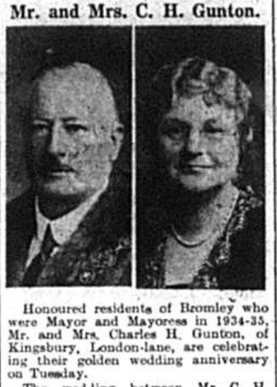 Article about the Wedding Anniversary of former Mayor and Mayoress Charles Gunton in February 1942