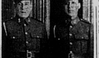 Two soldiers dressed in uniform, referenced as brothers Bennett Thomas Basham and Sidney Robert Basham