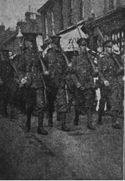 5th Royal West Kent Territorials marching to the drill hall Bomley_1914