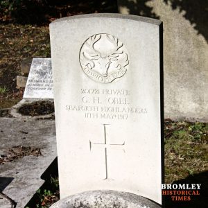 Grave marker of G. H. Obee in Beckenham Crematorium