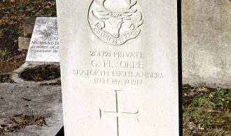 Grave marker of G. H. Obee in Beckenham Crematorium