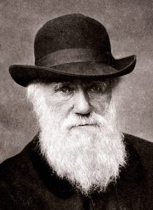 black and white portrait of Charles Darwin from 1880